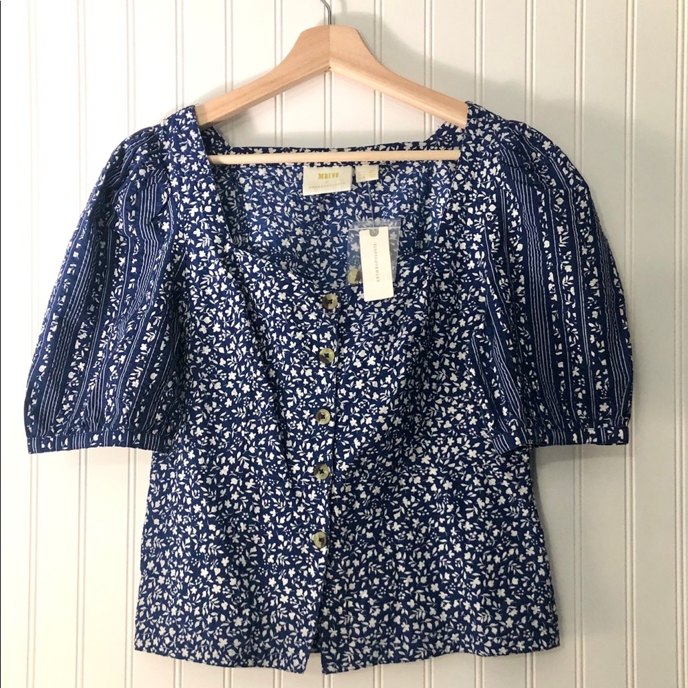 ANTHROPOLOGIE MAEVE Marta Puff-Sleeved Blouse - Picture 5 of 8